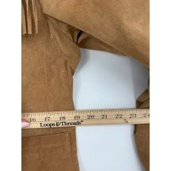 Colebrook Suede Fringe Jacket Western Boho Cowgirl Rodeo Festival Brown L - Picture 8 of 10